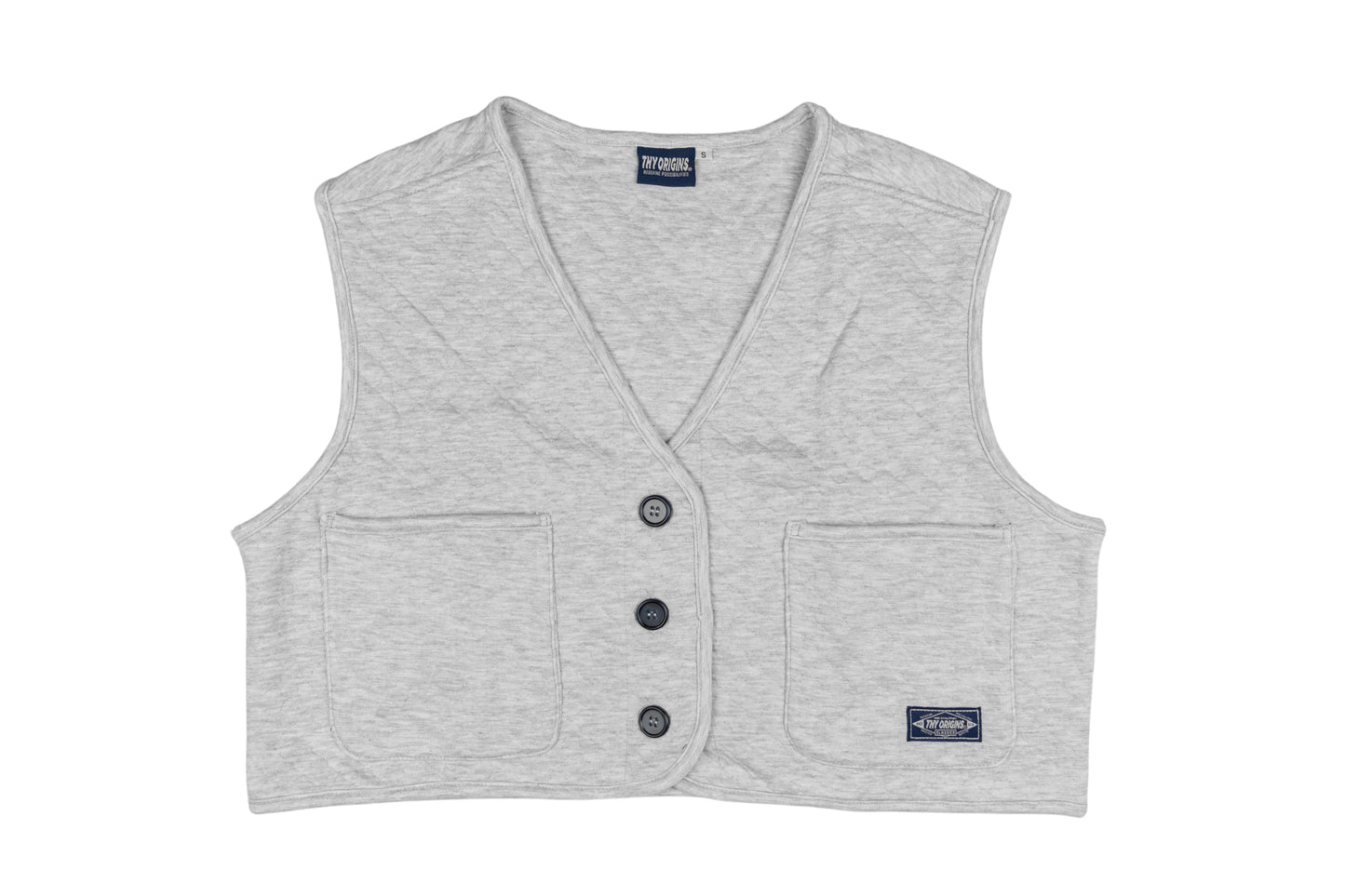 Cropped Quilted Vest (Gray)